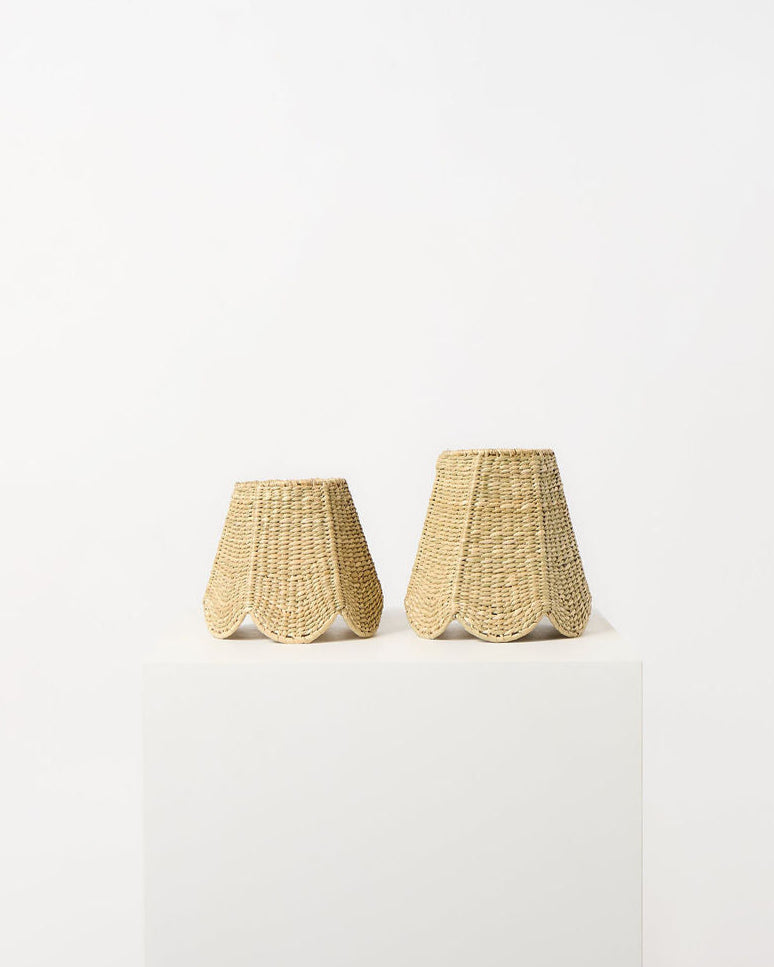 16cm scallop tall tapered shade in seagrass
