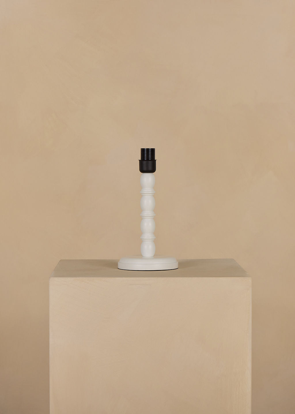 Garru Bobbin Table Lamp In White Lacquered Wood (Shade Not Included)