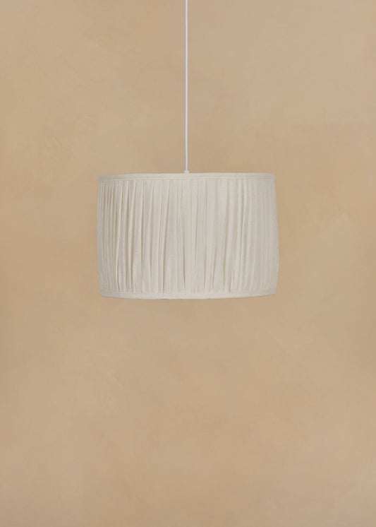 35cm drum gathered lampshade in white linen
