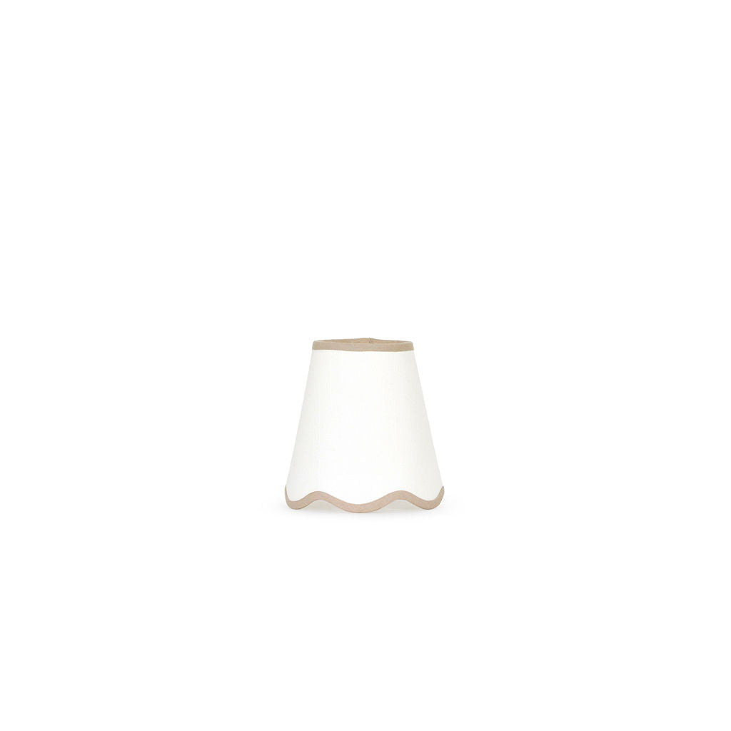 16cm white scalloped tall tapered lampshade with candle clip - Taupe