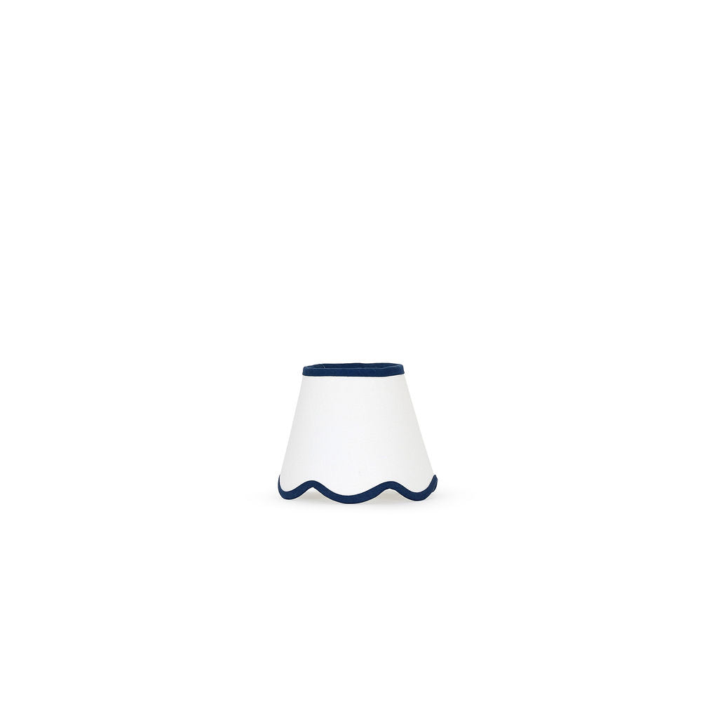 16cm white scalloped empire lampshade - Navy Blue
