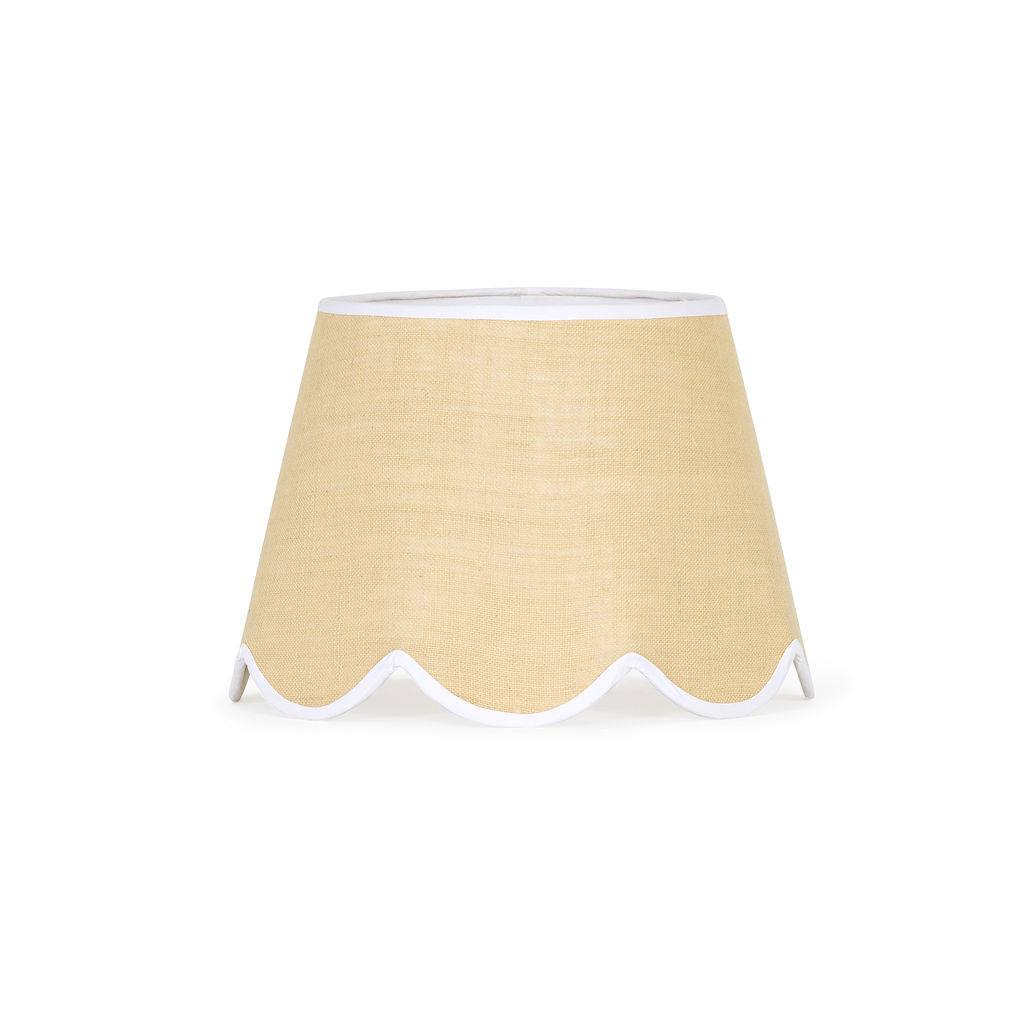 45cm scalloped straight empire lampshade in jute - White