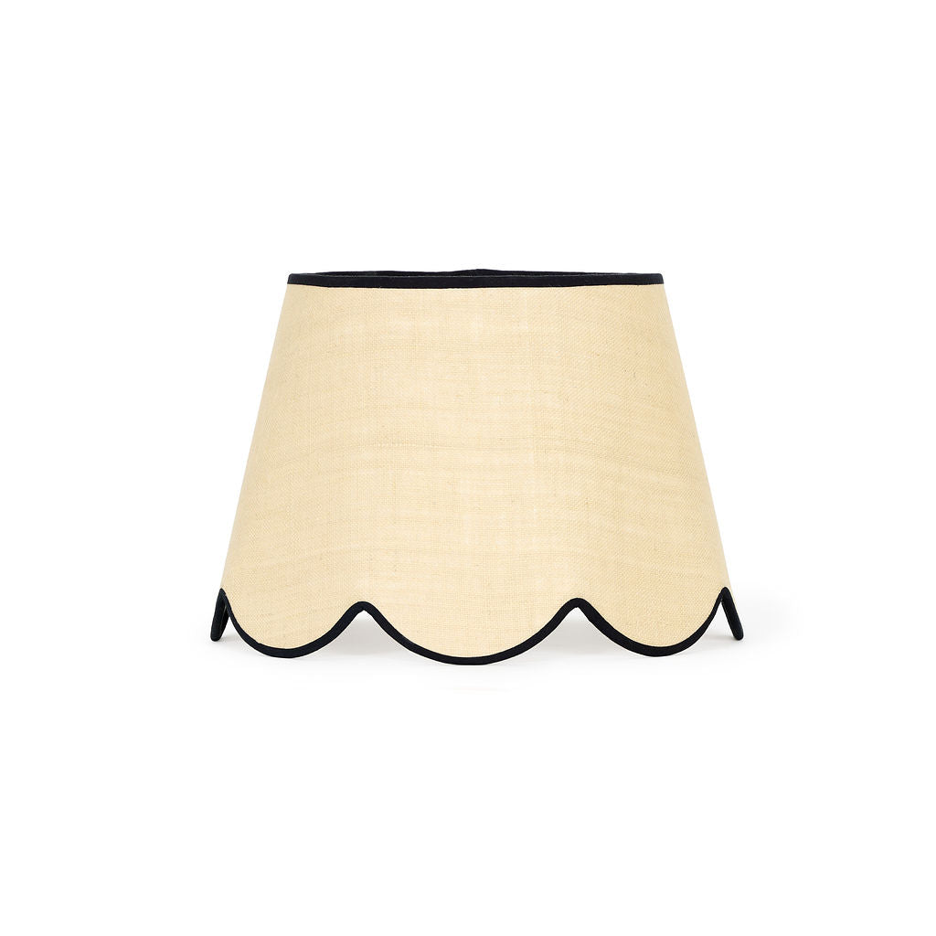 45cm scalloped straight empire lampshade in jute - Black