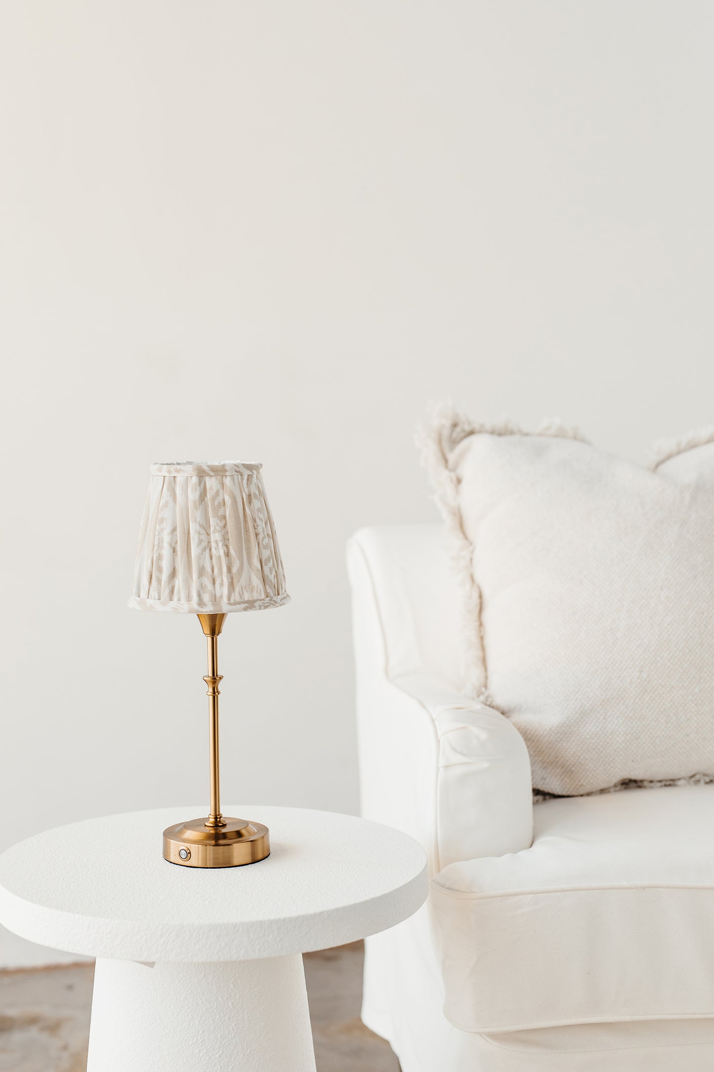 16cm straight empire gathered lampshade in ikat linen
