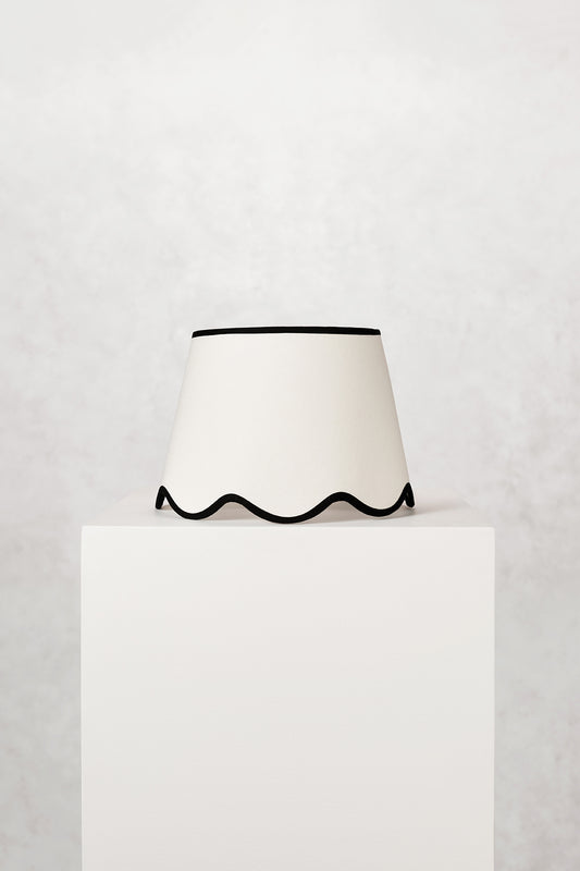 35cm scallop straight empire lampshade in cotton - Black