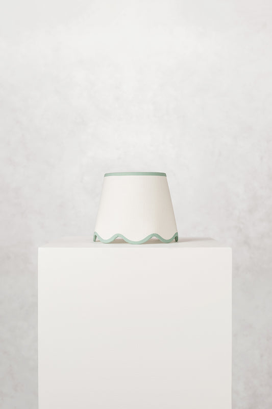 25cm scallop straight empire lampshade in cotton - Green