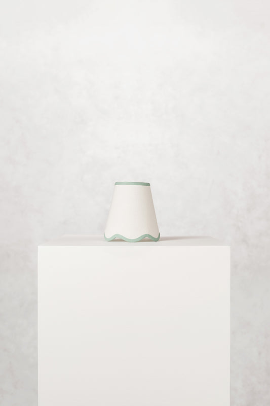 16cm scallop tall tapered lampshade with candle clip in cotton - Green