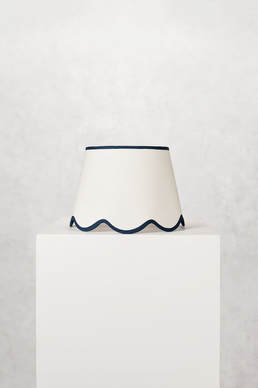 35cm scallop straight empire lampshade in cotton - Navy blue