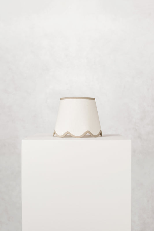 25cm scallop straight empire lampshade in cotton - Taupe