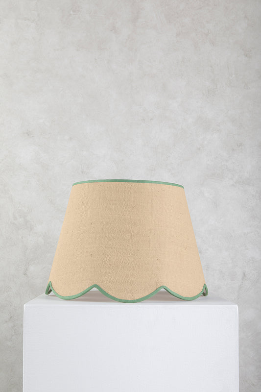 35cm scalloped straight empire lampshade in jute - Green