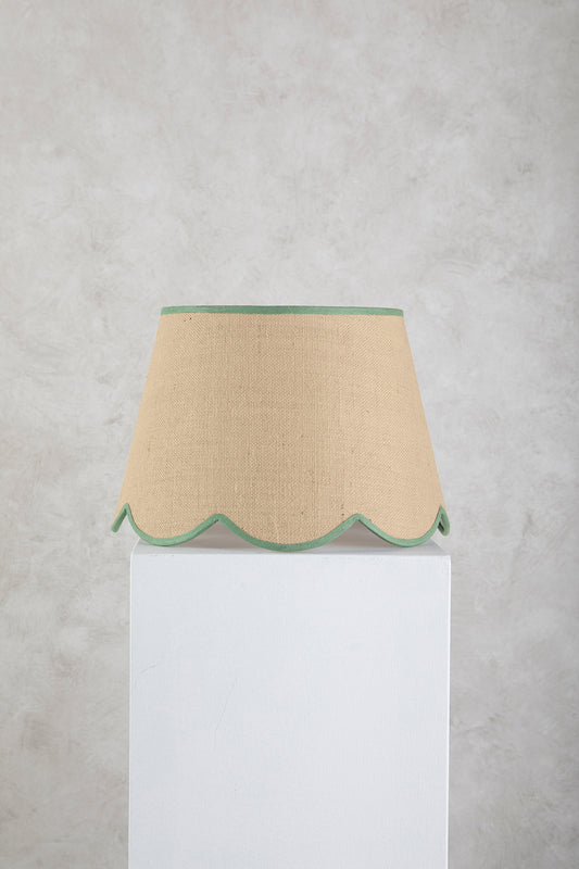 45cm scalloped straight empire lampshade in jute - Green