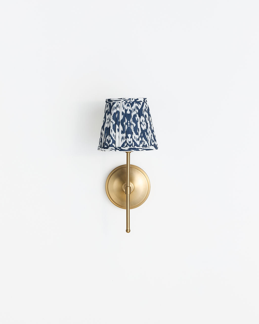 16cm straight empire gathered lampshade in ikat linen - Navy blue
