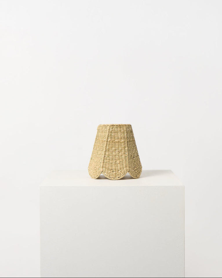 16cm scallop tall tapered shade in seagrass