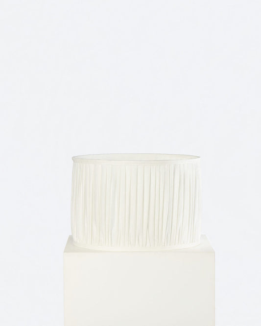 35cm drum gathered lampshade in white linen