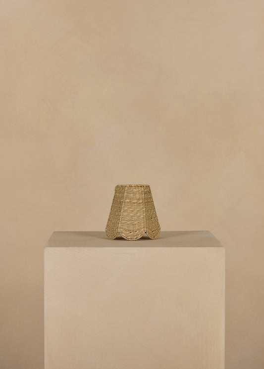 16cm scallop tall tapered lampshade in seagrass
