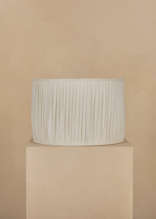 45cm drum gathered lampshade in white linen