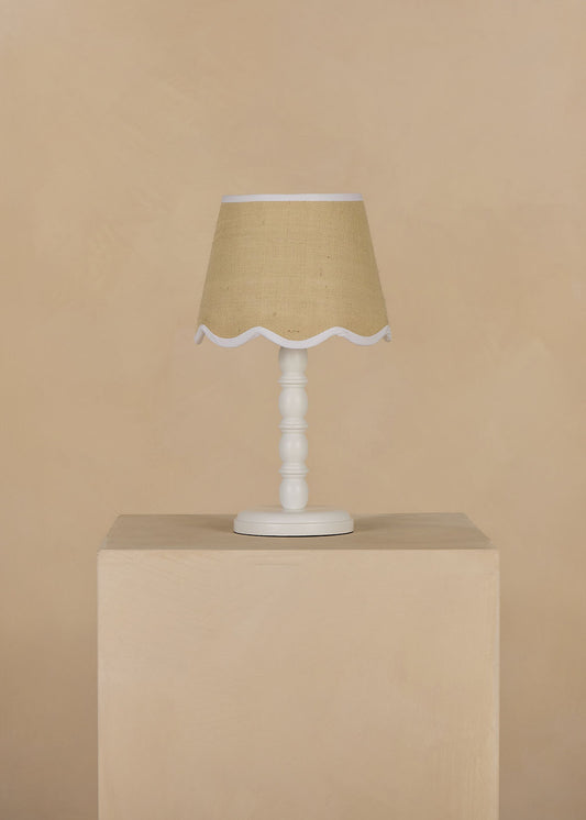 Garru Bobbin Table Lamp In White Lacquered Wood (Shade Not Included)
