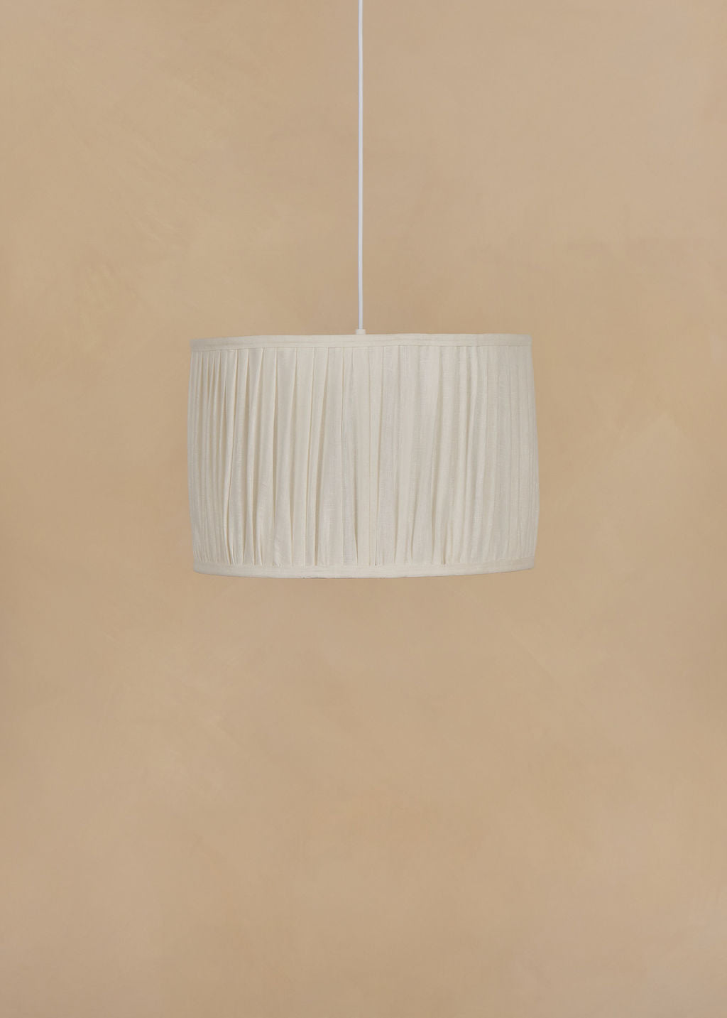 35cm drum gathered lampshade in white linen