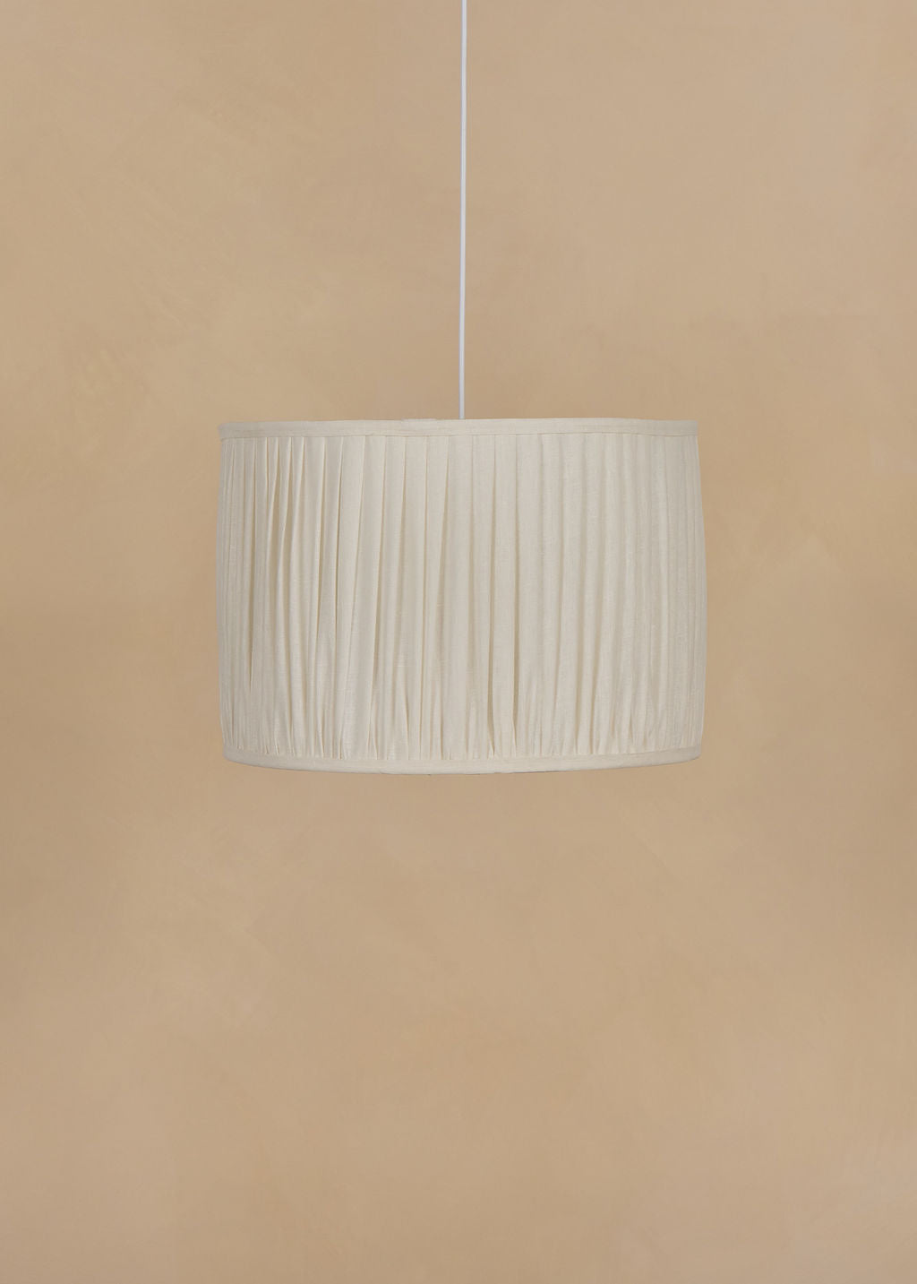 40cm drum gathered lampshade in white linen
