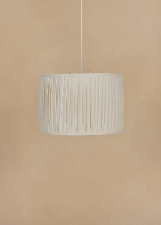 40cm drum gathered lampshade in white linen