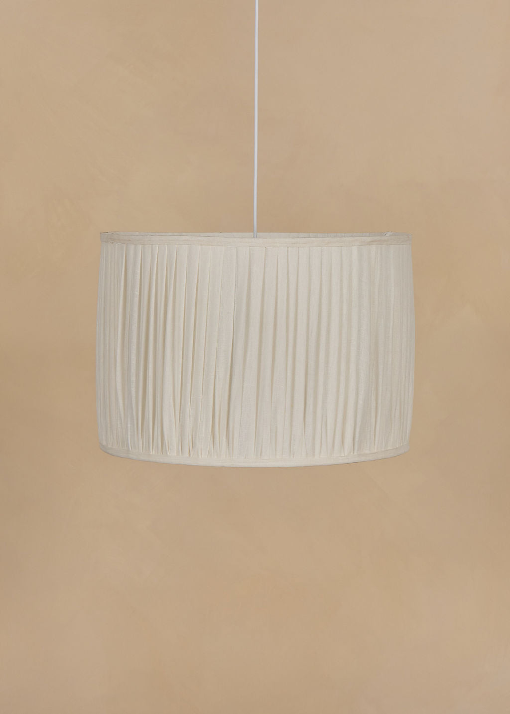 45cm drum gathered lampshade in white linen