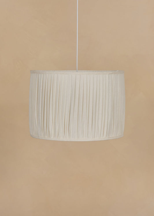 45cm drum gathered lampshade in white linen