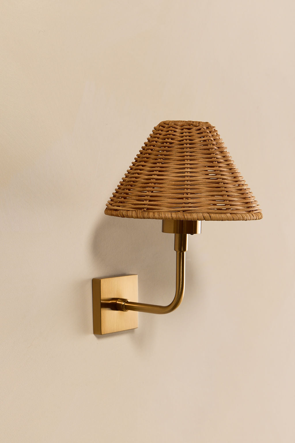Duruga Rechargeable Wall Light in Brass & Rattan