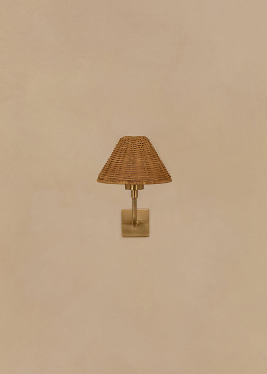Duruga Rechargeable Wall Light in Brass & Rattan