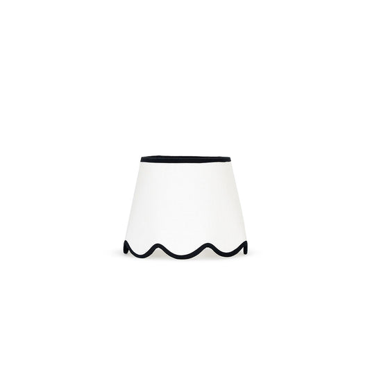 25cm white scalloped straight empire lampshade - Black