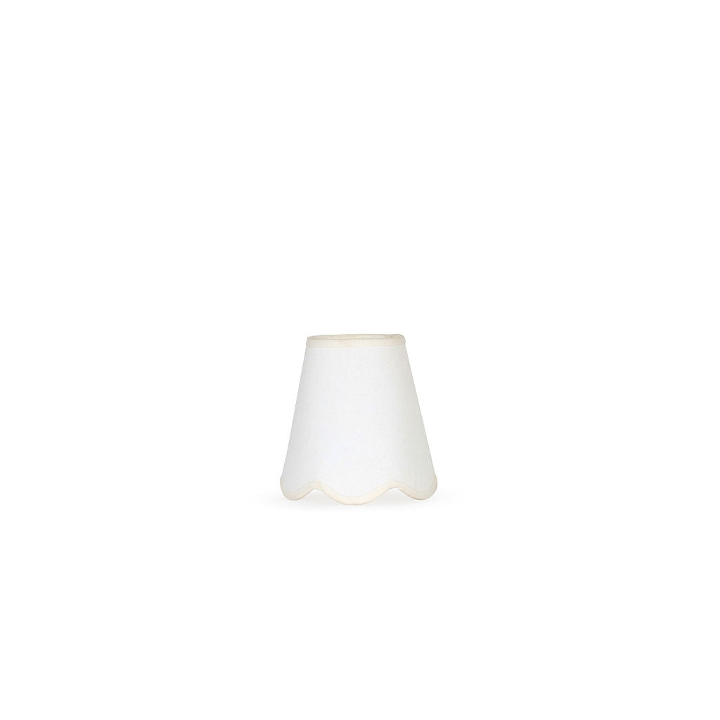 16cm white scalloped tall tapered lampshade with candle clip - white