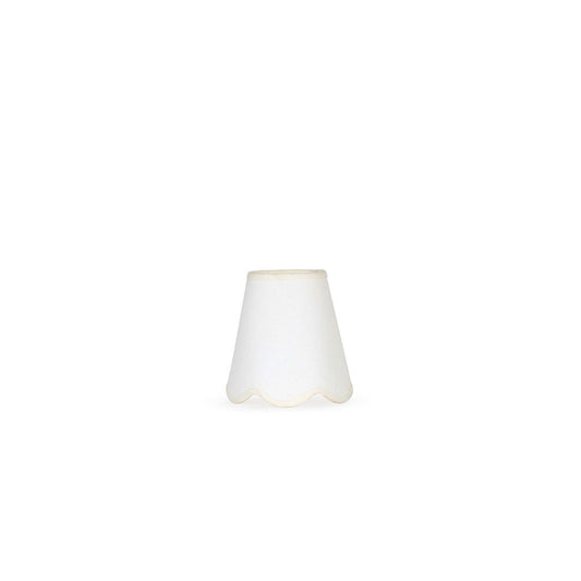 16cm white scalloped tall tapered lampshade with candle clip - white