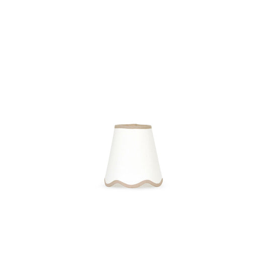 16cm white scalloped tall tapered lampshade with candle clip - Taupe