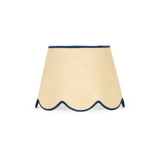 45cm scalloped straight empire lampshade in jute - Navy blue