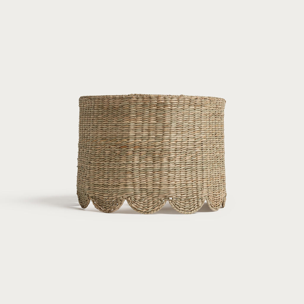 35cm scalloped drum lampshade in seagrass