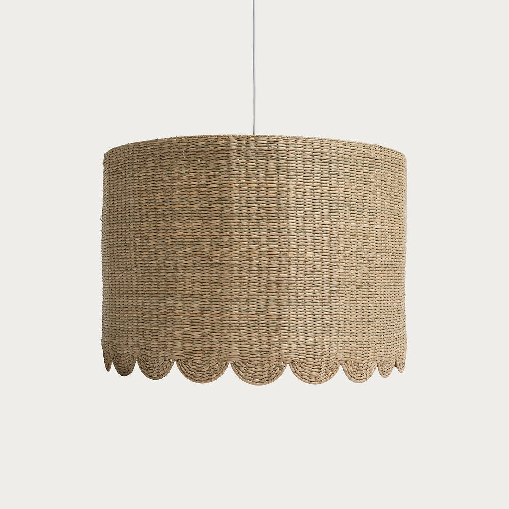 45cm scalloped drum pendant in seagrass