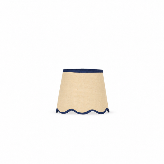 25cm scalloped straight empire lampshade in jute - Navy blue
