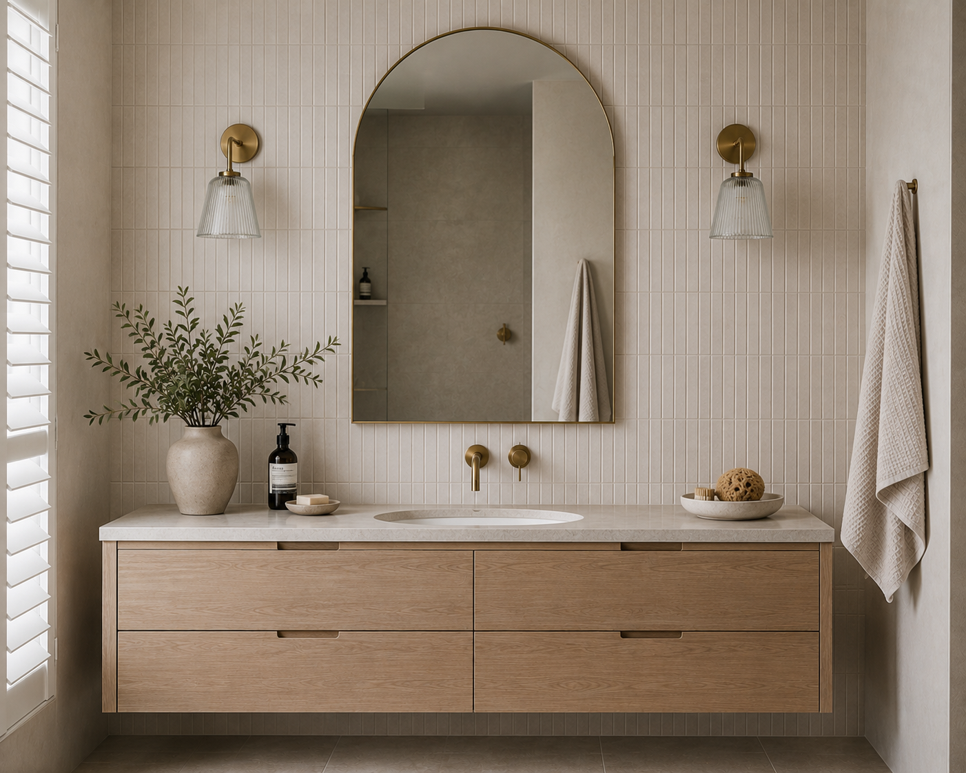 Dagara Wall Light IP44 in Brass and Fluted Glass
