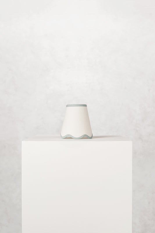 16cm scallop tall tapered lampshade with candle clip in cotton - Grey