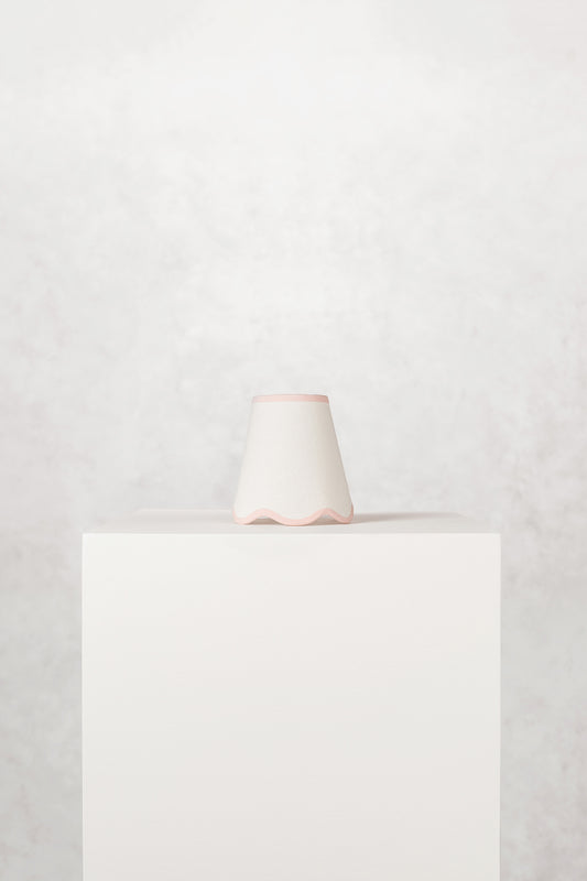 16cm scallop tall tapered lampshade with candle clip in cotton - Pink